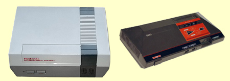 Zwei Heimkonsolen (NES, Sega Master System)